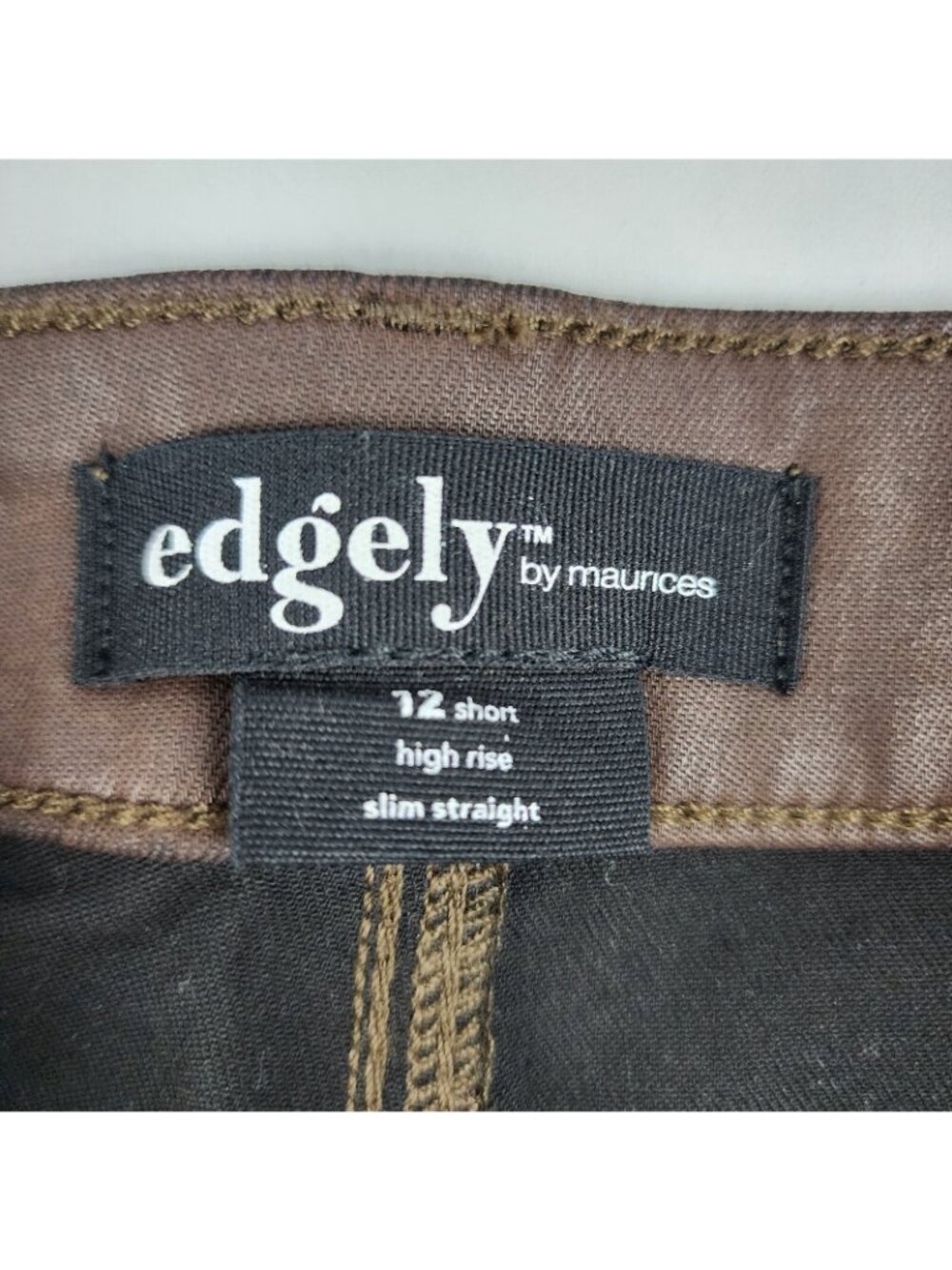 Edgely Pants 12 Short Womens Brown Faux Leather Straight Leg Pants - Picture 4 of 11